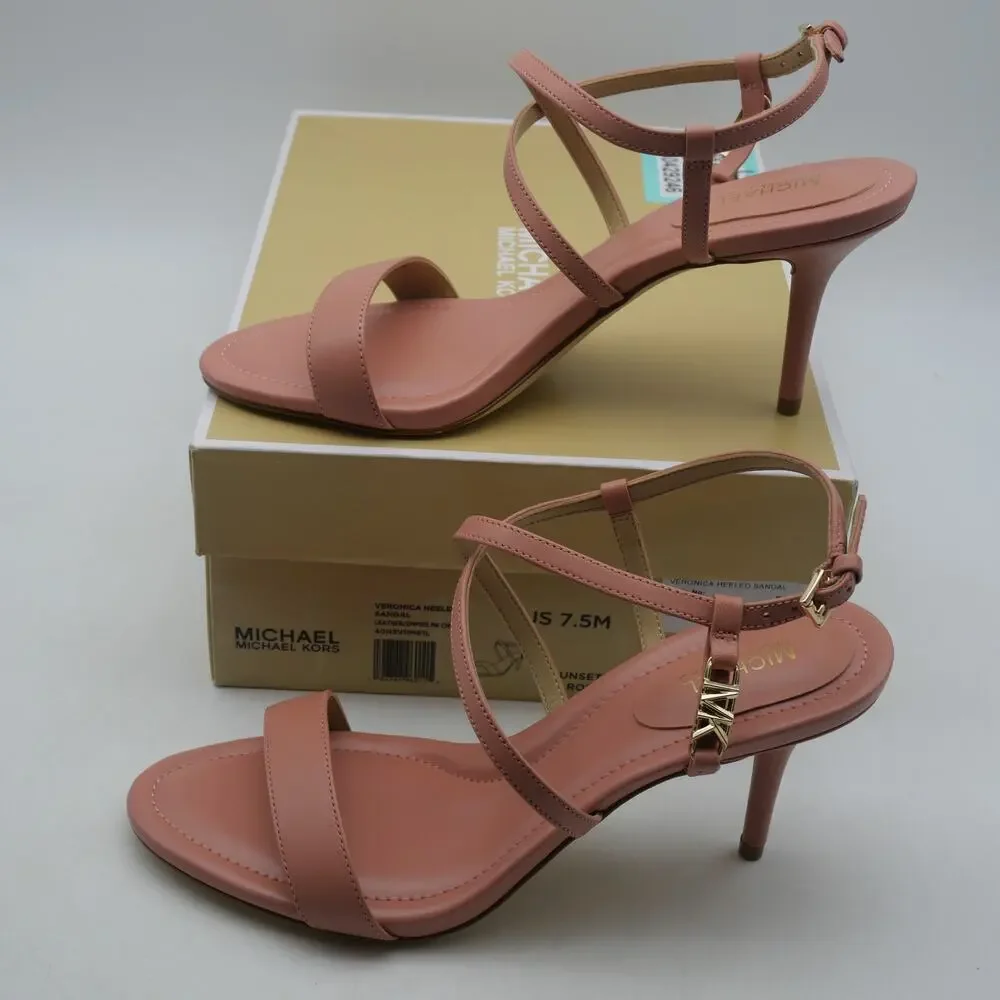 NEW Michael Kors Veronica Heeled Sandals Sunset Rose Women's 7.5
